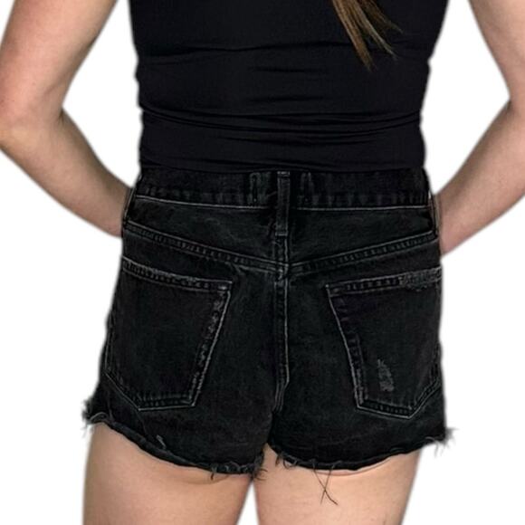 AGOLDE Parker Cut Off Denim Shorts Women's Size 26 Black Washed Gray Frayed Hems - Picture 4 of 9